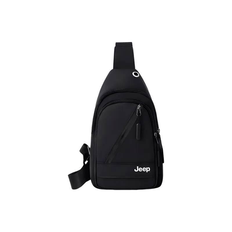 Jeep Polyester One Shoulder Sling Bag Men's Black-0