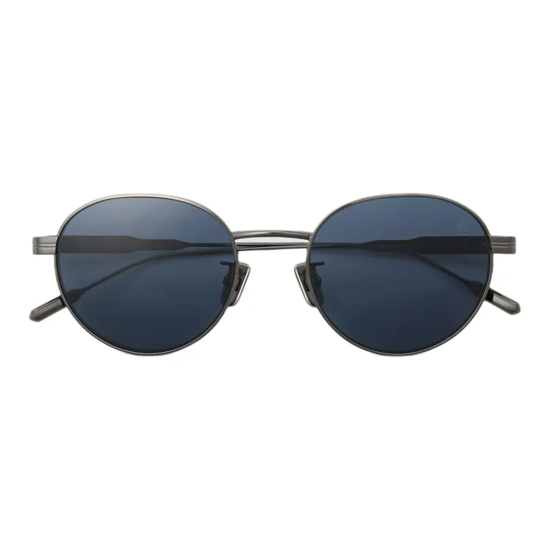 Moncler Titanium Round Sunglasses Unisex Black-0