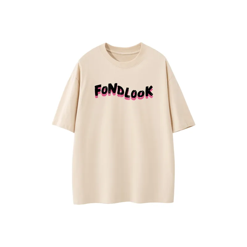 FONDLOOK T Shirts Unisex Light Beige Apricot-1