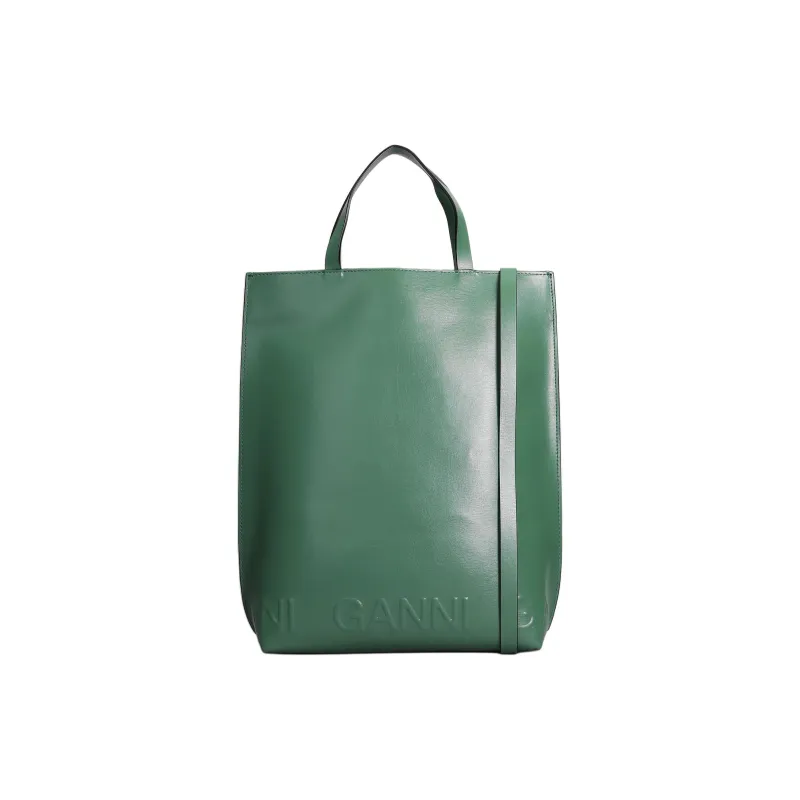 GANNI Genuine Leather Tote Bag, Shopping Bag, Shoulder Bag, Crossbody Bag, Handbag Women's Green-0