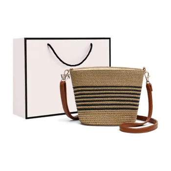 VINEY Fabric Shoulder Bag, Crossbody Bag Regular Women's Black Stripe/white Stripe