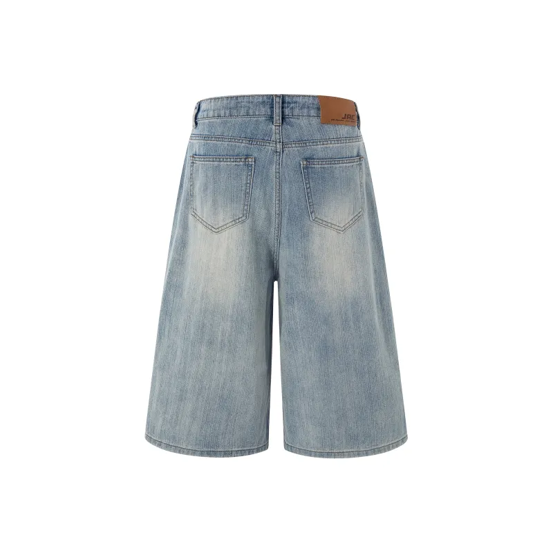Wen Shan Denim Shorts Women's Light Blue Capri Pants-1