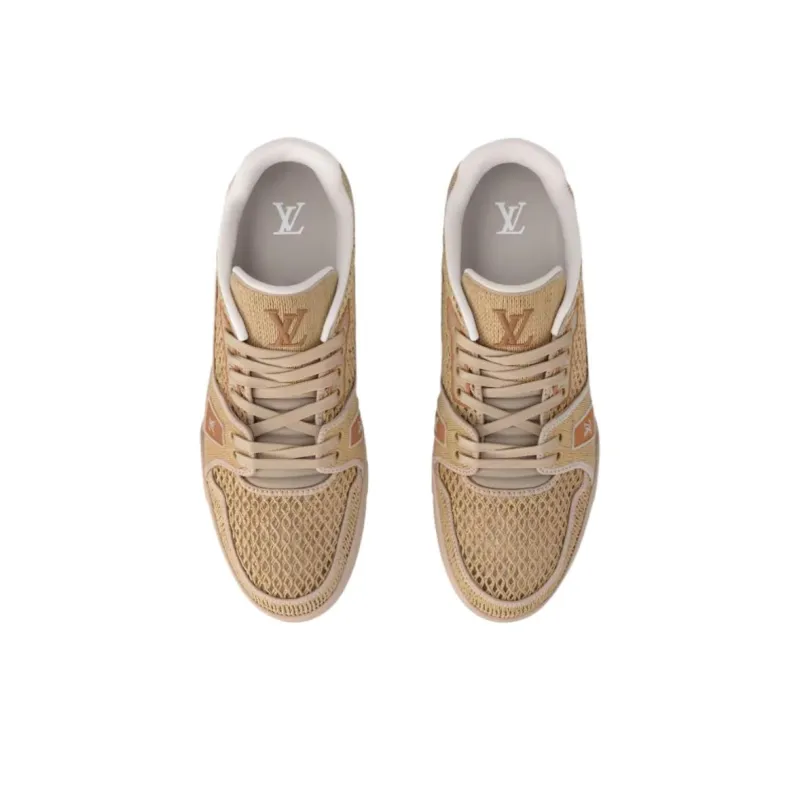 LOUIS VUITTON Trainer Low Top Skateboard Shoes Men's Beige-3