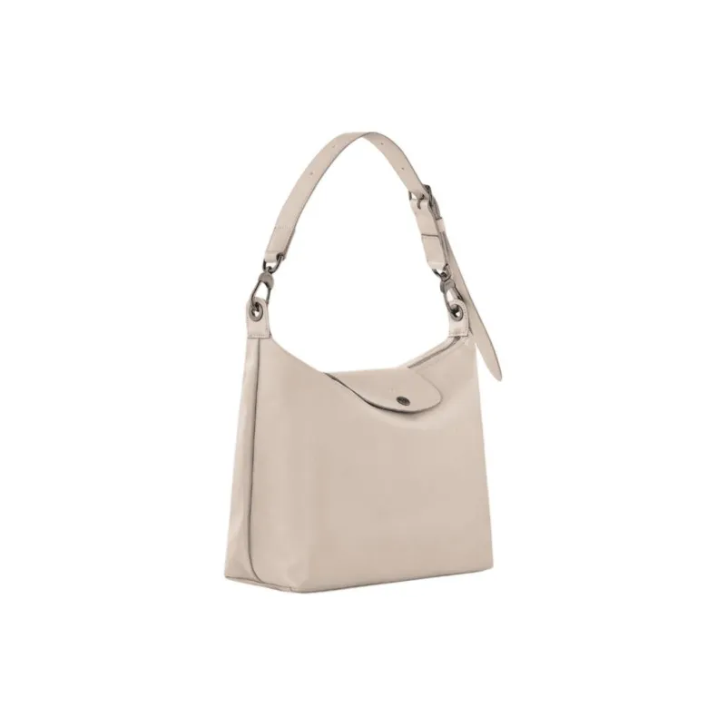 LONGCHAMP Leather Shoulder Bag Women's Dark Silver-1