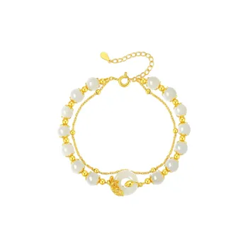 CHINA GOLD Hetian Jade Bracelets Pale Greenish White Jade Women's