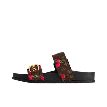 Takashi Murakami x LOUIS VUITTON Bom Dia Rubber Sole Quiet Slide Slippers Women's Brown