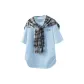 Light Blue T-Shirt+Blue Coffee Shawl