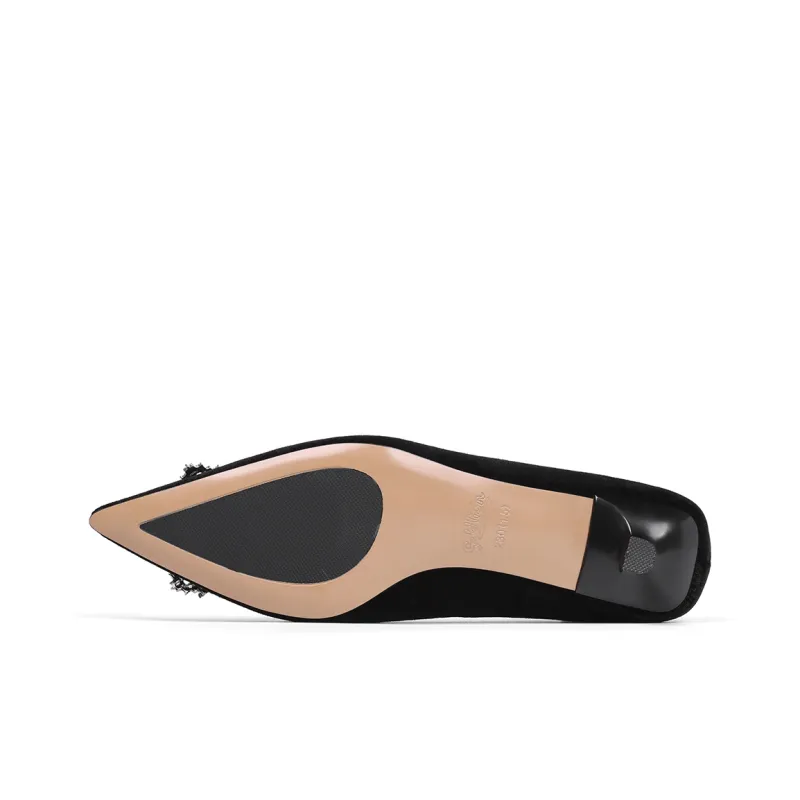 GOLDLION Slim Heel High Heels 3.5CM Women's Black-4