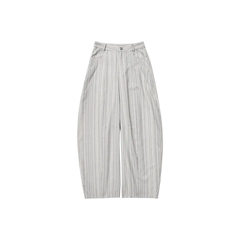 SINBOS Casual Pants Women's Elegant Gray Stripes-0