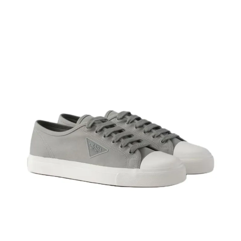 PRADA Low Top Canvas Shoes Men's Gray-2
