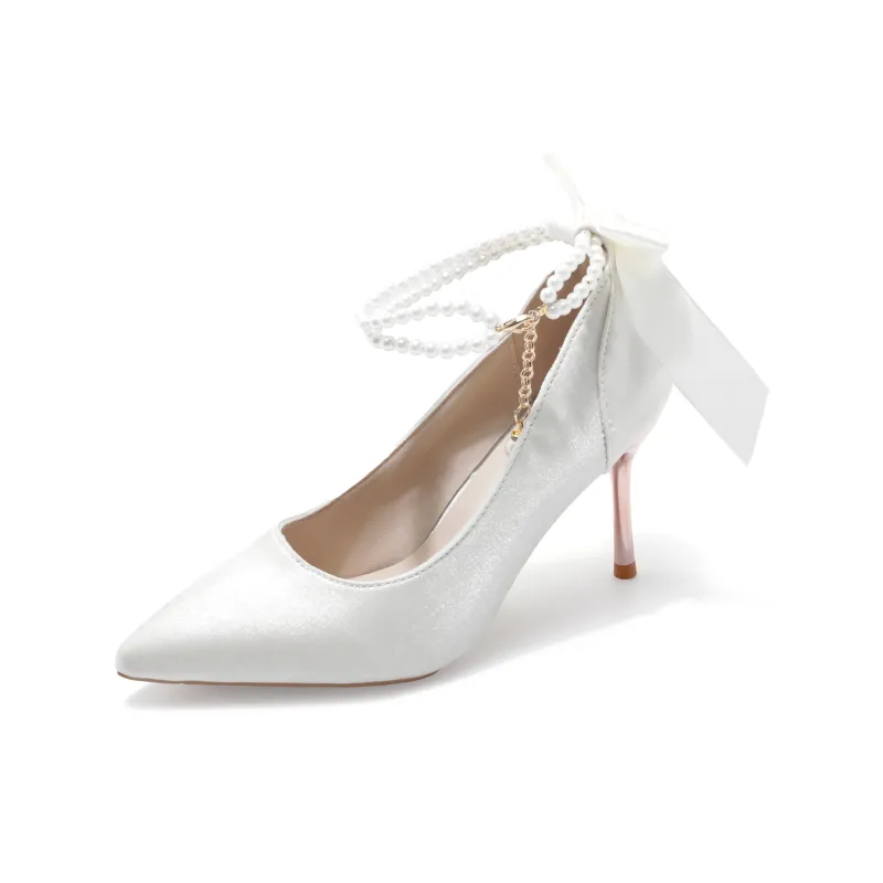 Take The Qin High Heels Women's Ecru-1