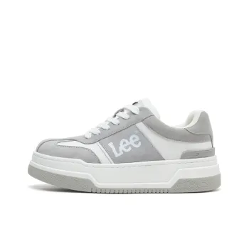Lee White Sneakers Slip Resistant Low Top Skateboard Shoes Men's White Gray