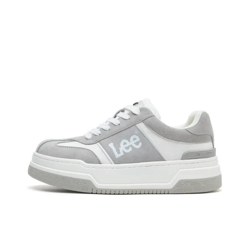 Lee White Sneakers Slip Resistant Low Top Skateboard Shoes Men's White Gray-0