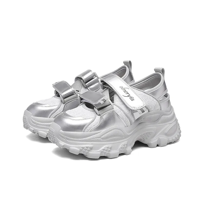 Golden Silk Rabbit Low Top Chunky Sneakers Women's-9