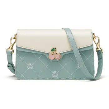 CNOLES Cow Leather/Synthetic Leather Shoulder Bag Crossbody Bag Regular Women's Emerald White
