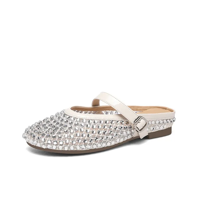 Golden Silk Rabbit Closed Toe Slippers Women's-8