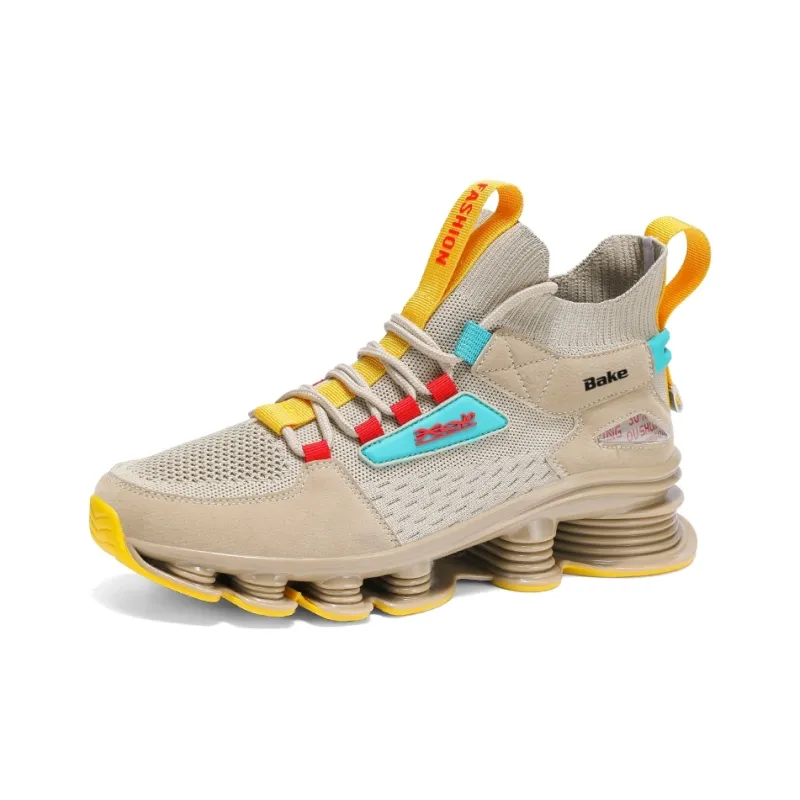 BAKE Shock Absorbers Slip Resistant Breathable Mid Top Casual Shoes Men's-1