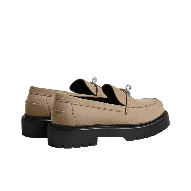 HERMES Icône Loafers 3cm Women's Brown-3