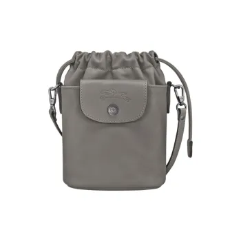 LONGCHAMP Cow Leather Shoulder Bag Unisex Dark Silver