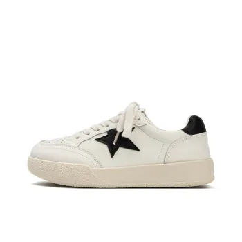 EXULL Q Cushioning Abrasion Resistant Lightweight Low Top Skateboard Shoes Women's Beige Black
