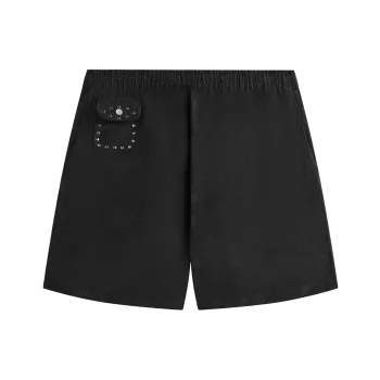 KITH SS25 &Kin Cupro Linen Kellen Casual Shorts Men's Black
