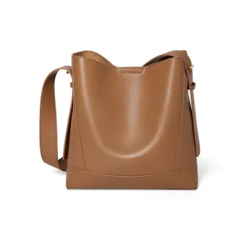 Narandu Cow Leather Bucket Bag, Crossbody Bag, Shoulder Bag Women's Cocoa Brown/Apricot/Milkshake White