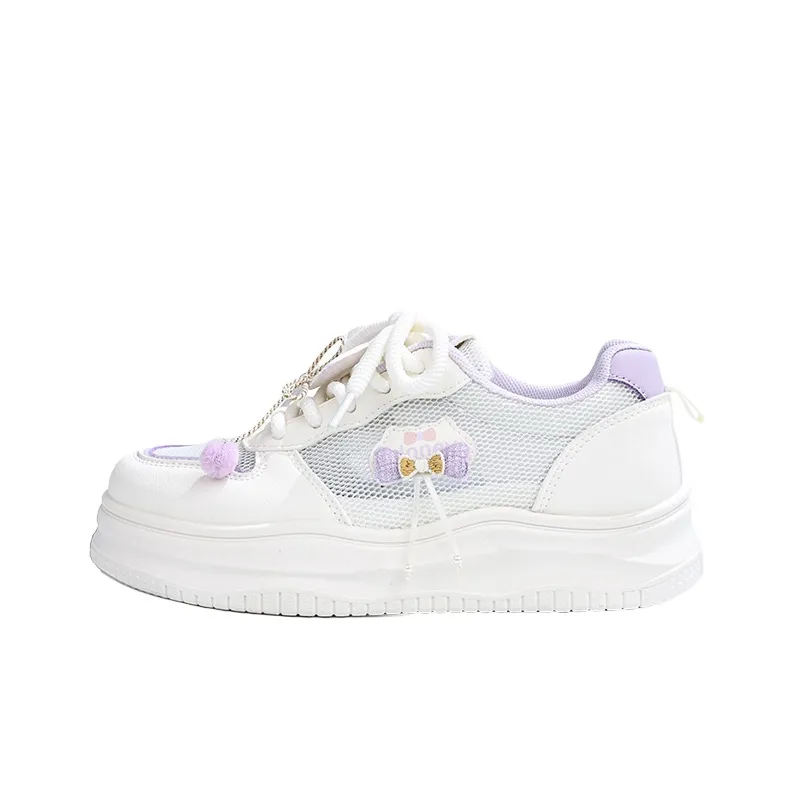 RENBEN Lightweight And Breathable Low Top Skateboard Shoes Women's White Purple-0