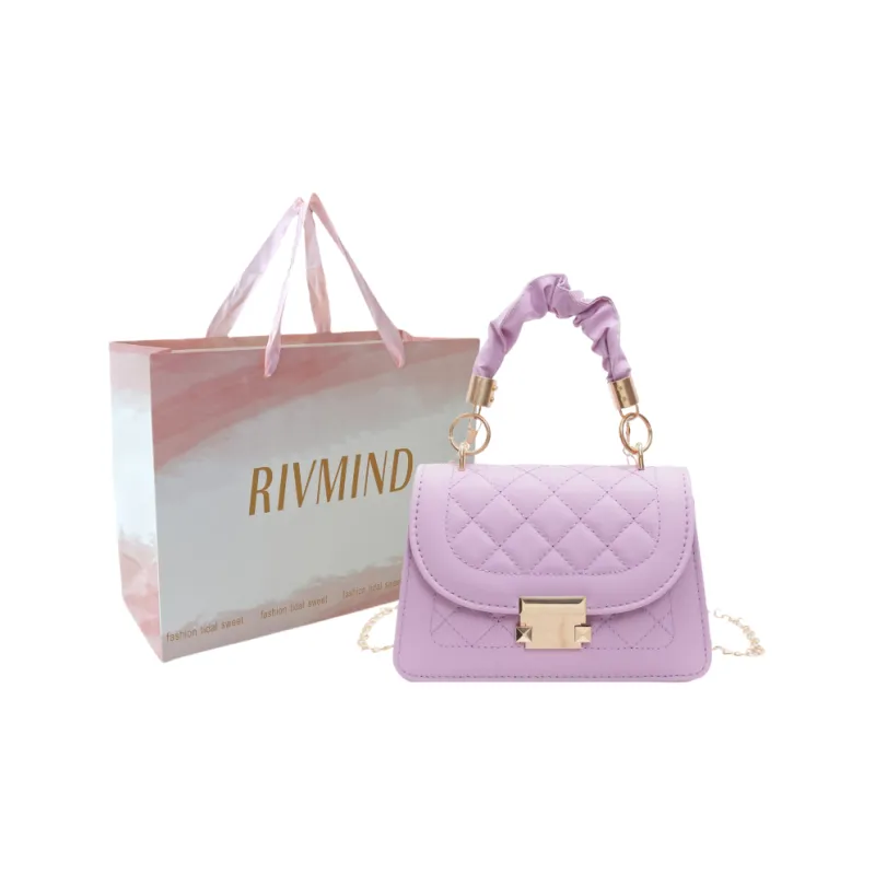 RIVMIND PU Handbag Regular Women's White/Black/Purple-11
