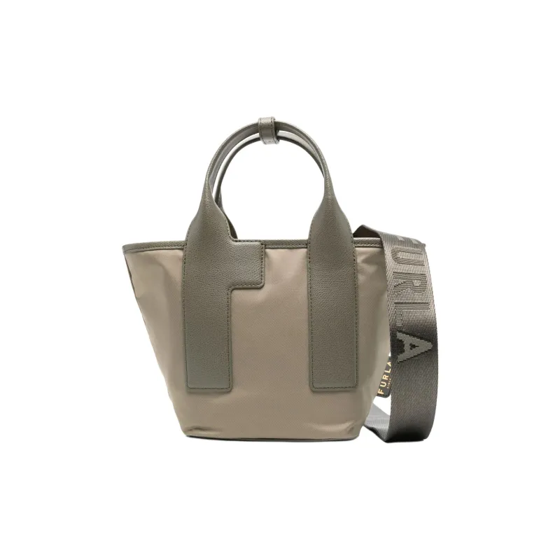 Furla Piuma Nylon Tote Bag, Shopping Bag, Shoulder Bag, Handbag Trumpets Women's Khaki-2