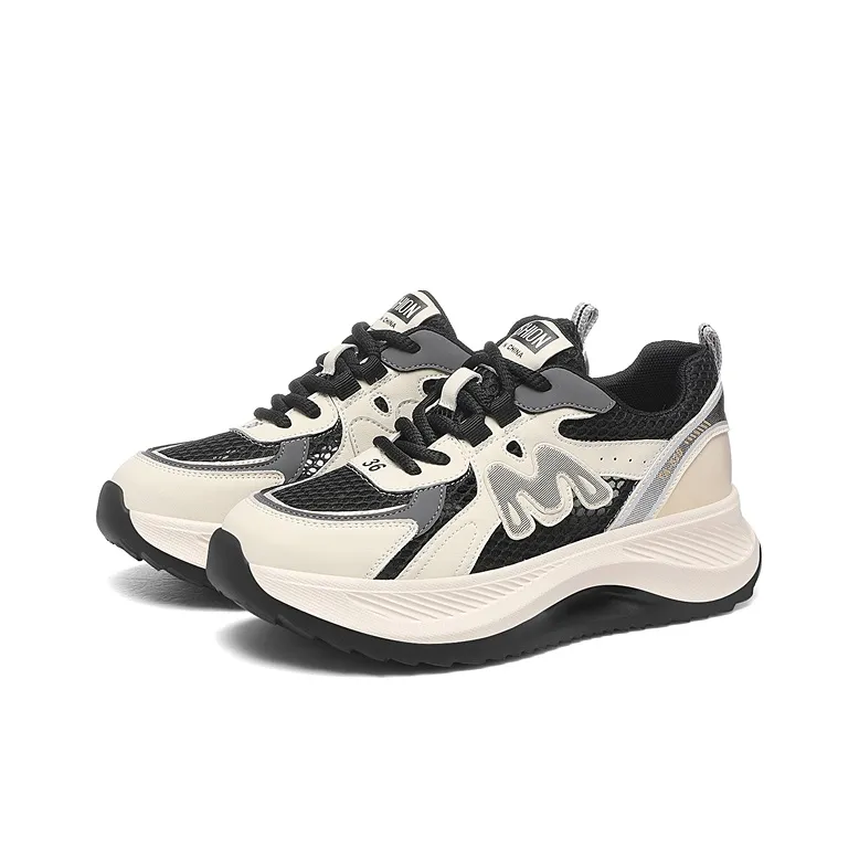 Golden Silk Rabbit Low Top Chunky Sneakers Women's-1