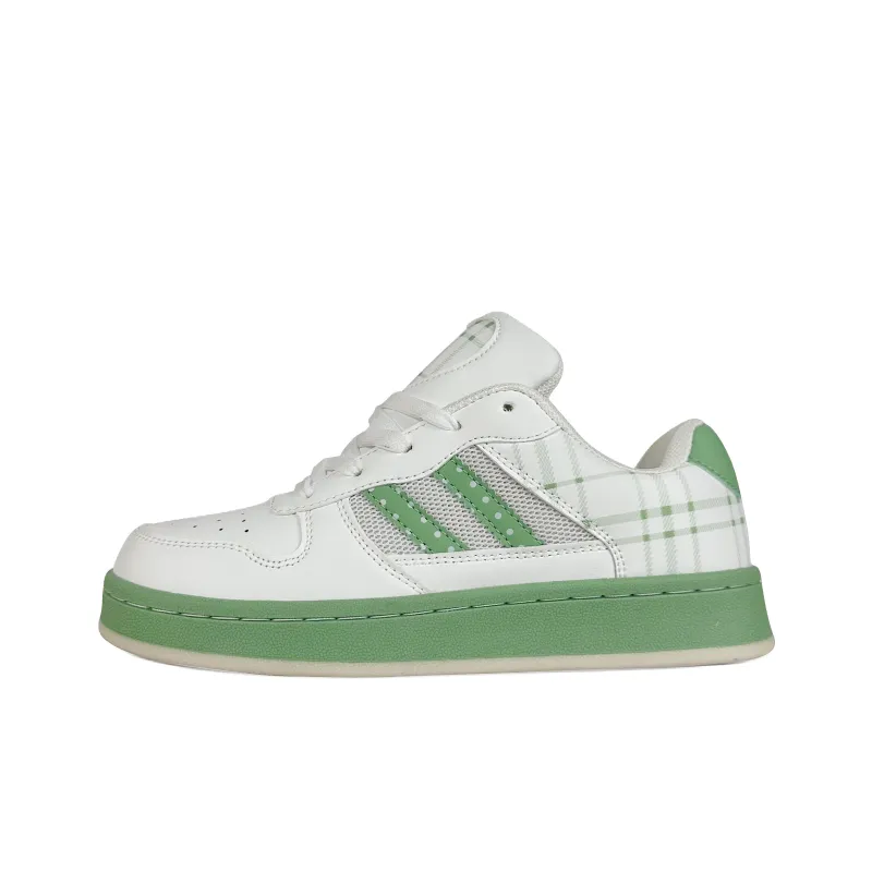 BKAE Slip Resistant, Lightweight, And Breathable Low Top Skateboard Shoes Unisex White Green-0