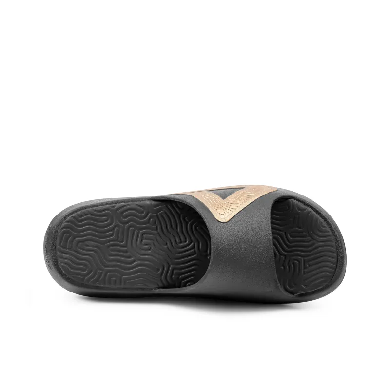 PEAK Tai Ji1.0 EVA Quiet Slip Resistant Abrasion Resistant Slide Slippers Men's Black Gold-4