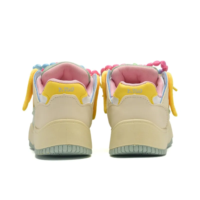 Z.SUO Coverage Abrasion Resistant Balance Lightweight Height Increasing Low Top Skateboard Shoes Women's Custard Candy-6