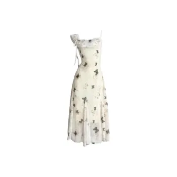 ETSE Slip Dresses Women's Beige Yellow Butterfly Dress