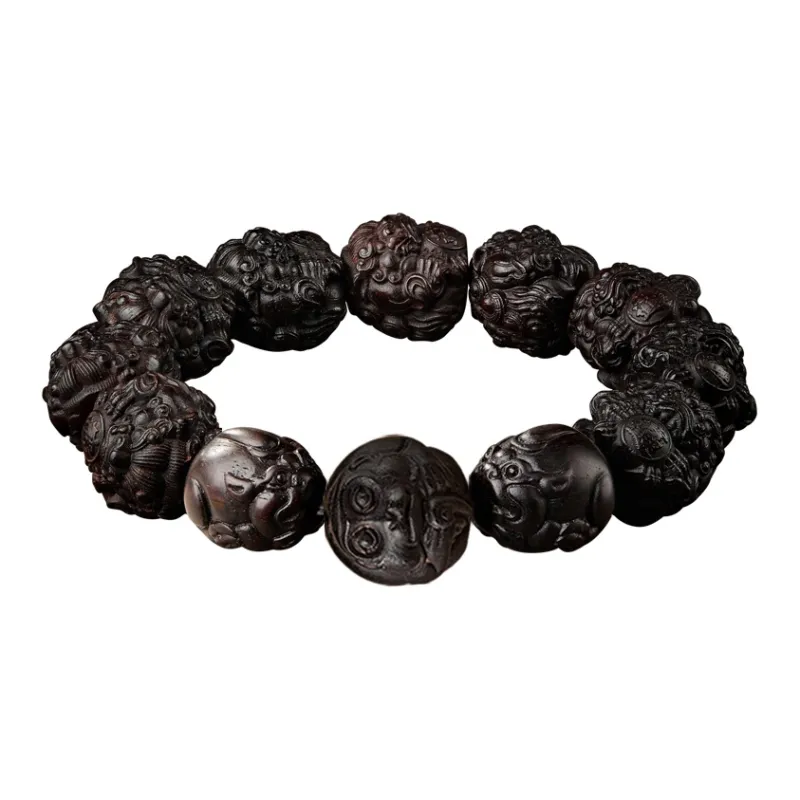 Moonstone Edge Small Leaf Red Sandalwood Bracelets Men's-13