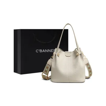 C°BANNER Cow Leather One Shoulder Handbag Women's Ecru