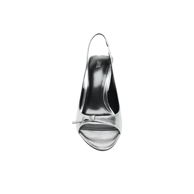 ZARA One Strap Sandals Women's Silver-3