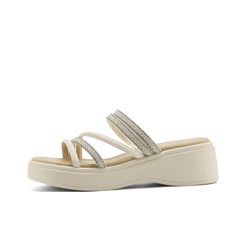 FIVE PLUS Slip Resistant Odor Resistant Abrasion Resistant Slide Slippers Women's Beige-0
