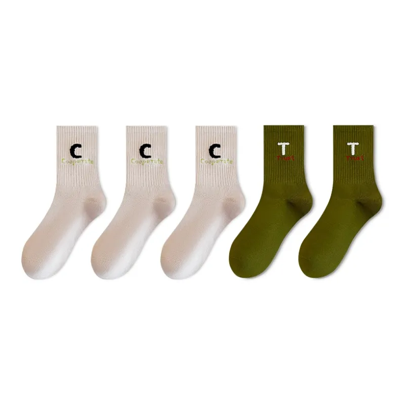 LUOLIAN Mid Calf Socks Women's 5 Pack-1
