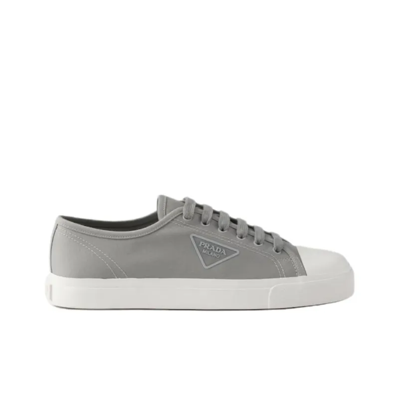 PRADA Low Top Canvas Shoes Men's Gray-1