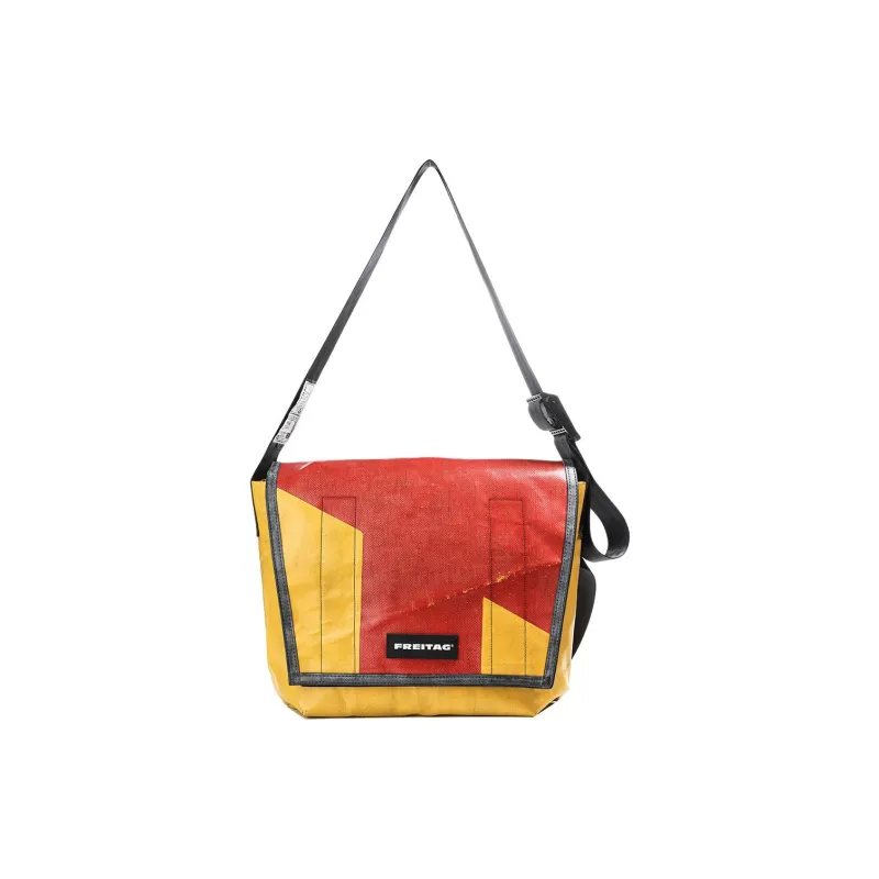 FREITAG Polyester Messenger Bag, Shoulder Bag, Crossbody Bag Unisex Red Yellow-0