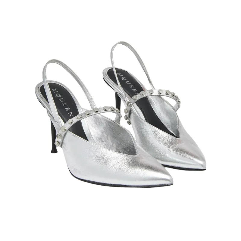Alexander McQueen Revel Slim Heel High Heels 9cm Women's Silver-2