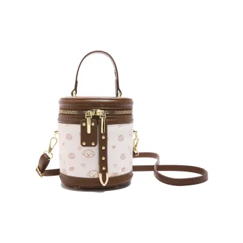 TOUTSEUL YOLO PU Bucket Bag, Crossbody Handbag Women's White/Brown