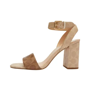 COACH Shelby One Strap Sandals 8cm Women's Tan