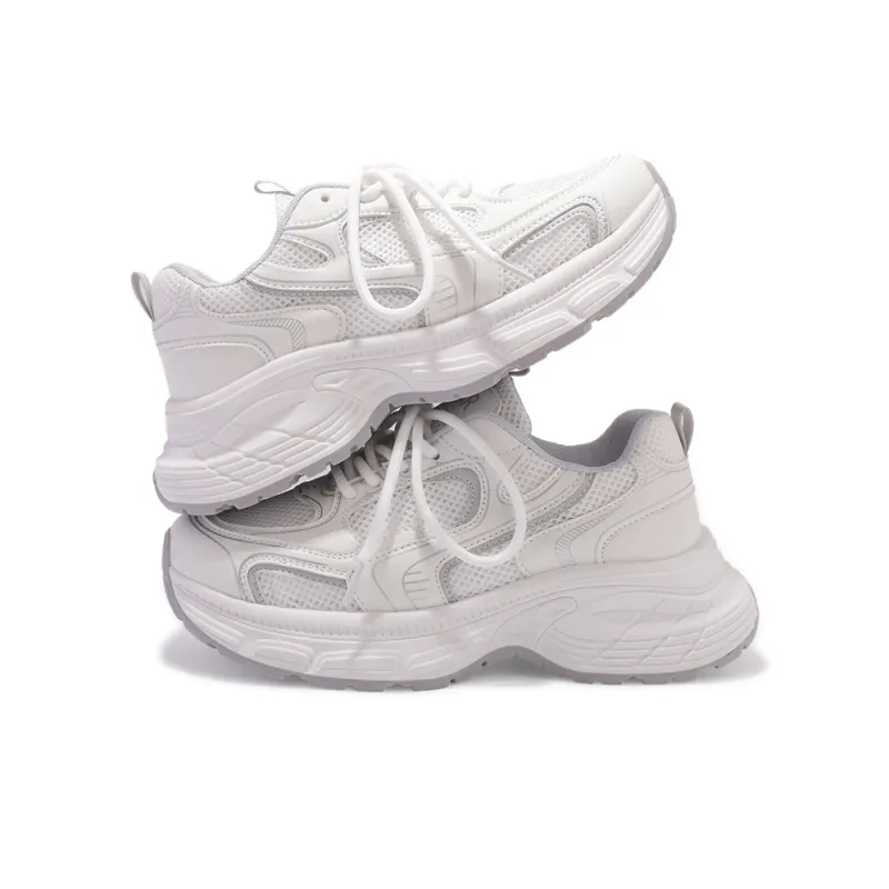 SNXR Shock Absorbers With Slip Resistant Features Low Top Chunky Sneakers Women's White Gray-2