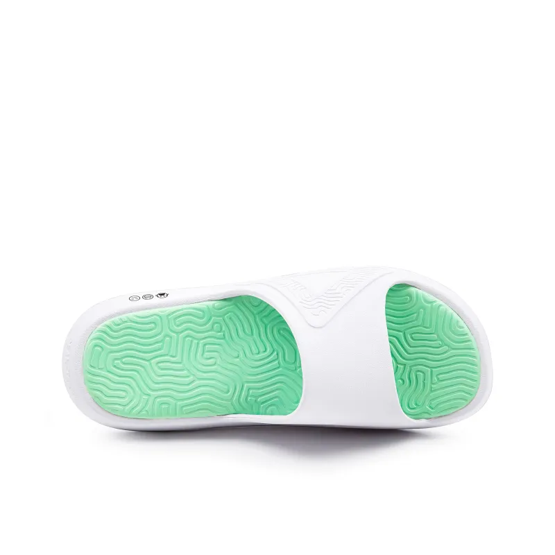 PEAK Tai Ji1.0 Quiet Slip Resistant Cushioning Slide Slippers Men's White Green-4
