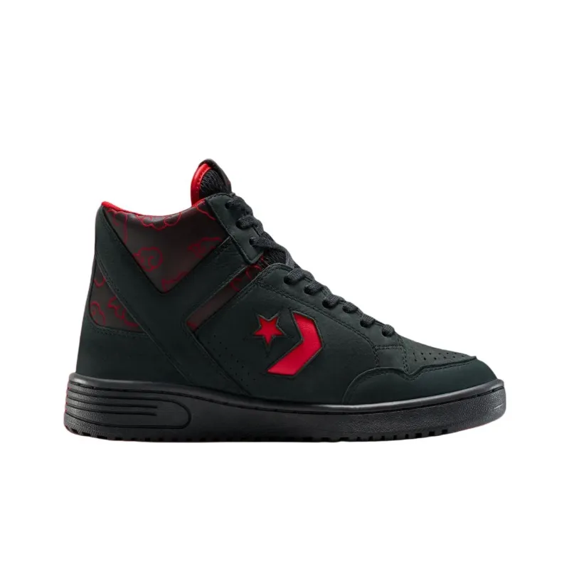 Naruto x Converse WEAPON Anti Slip Wear Resistant Mid Top Canvas Shoes Men's Black-1