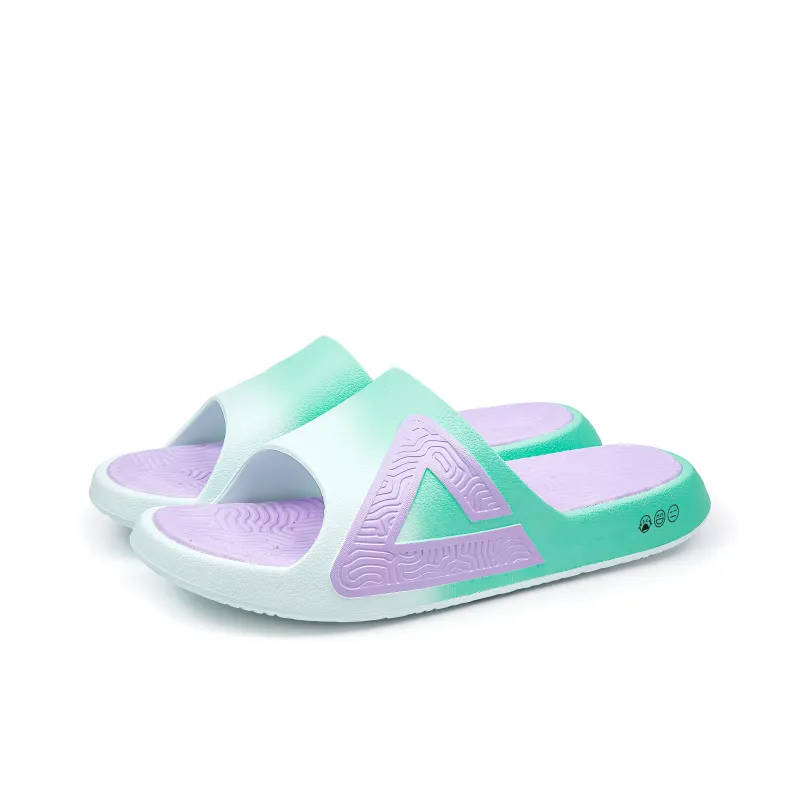 PEAK Tai Ji1.0 Quiet Slip Resistant Abrasion Resistant Slide Slippers Unisex Purple Green-3