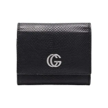 GUCCI Snakeskin Print Embossed Wallet Unisex Black