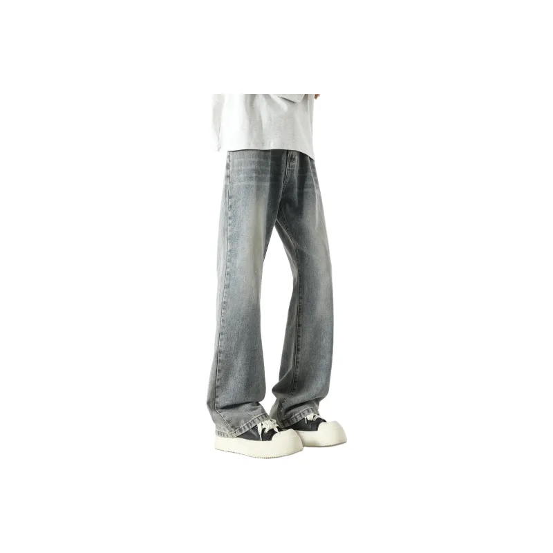 HUANQIU Jeans Unisex Black Gray-9